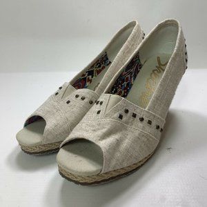 Skechers Womens Cloth Wedge (3.5") Open Toe Sandals SN 38300 Size 9